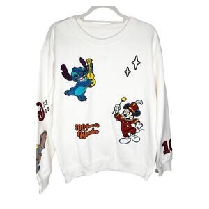 Disney 100 Years Of Wonder Women’s Mickey Mouse Sweatshirt Size L Cream Casual